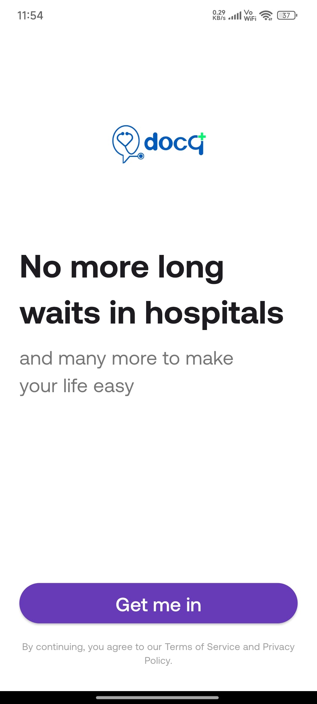 Welcome onboarding screen