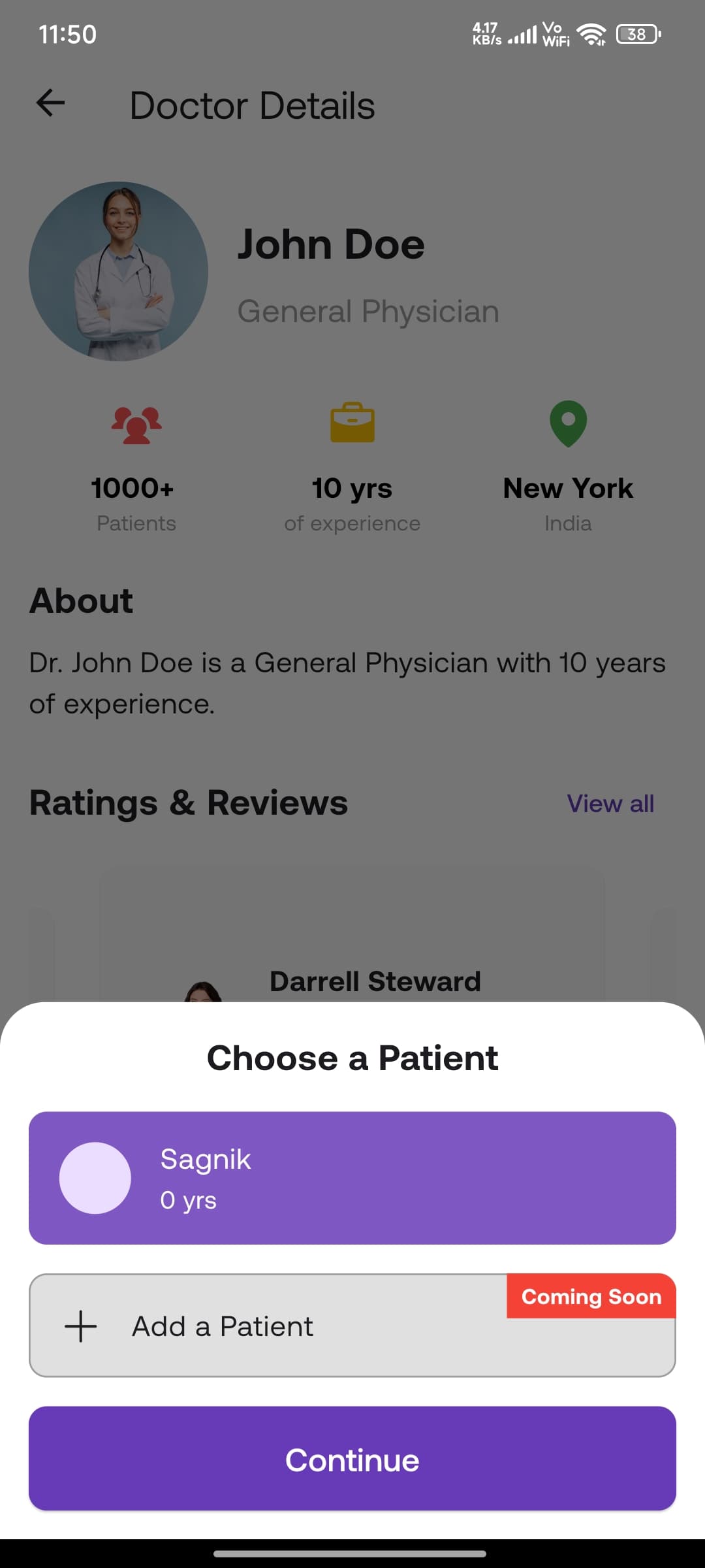Confirm appointment screen