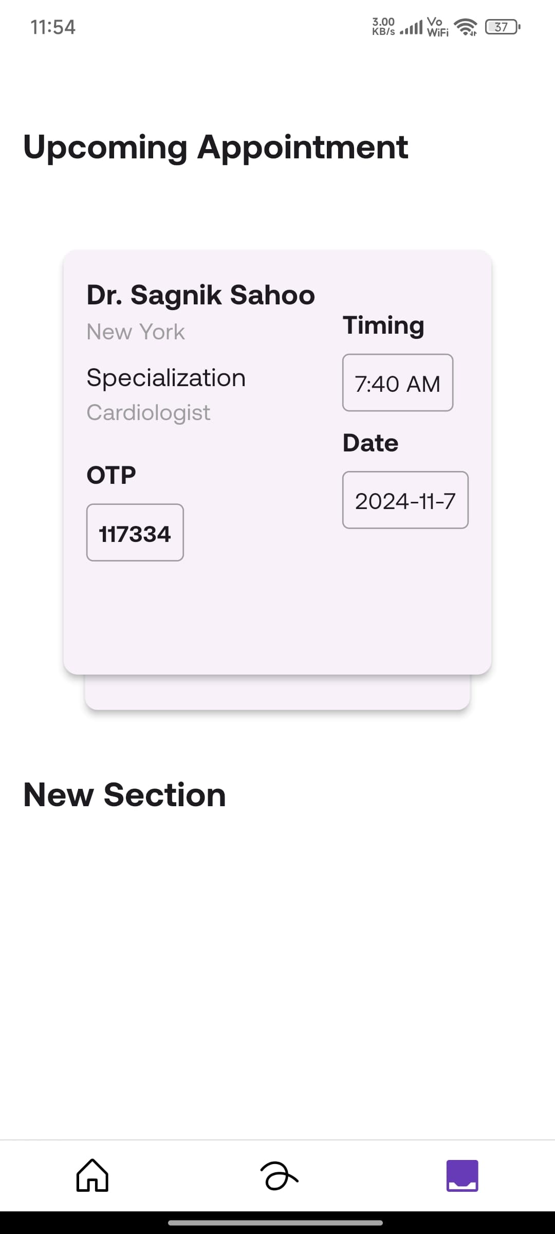 Upcoming doctor appointments dashboard
