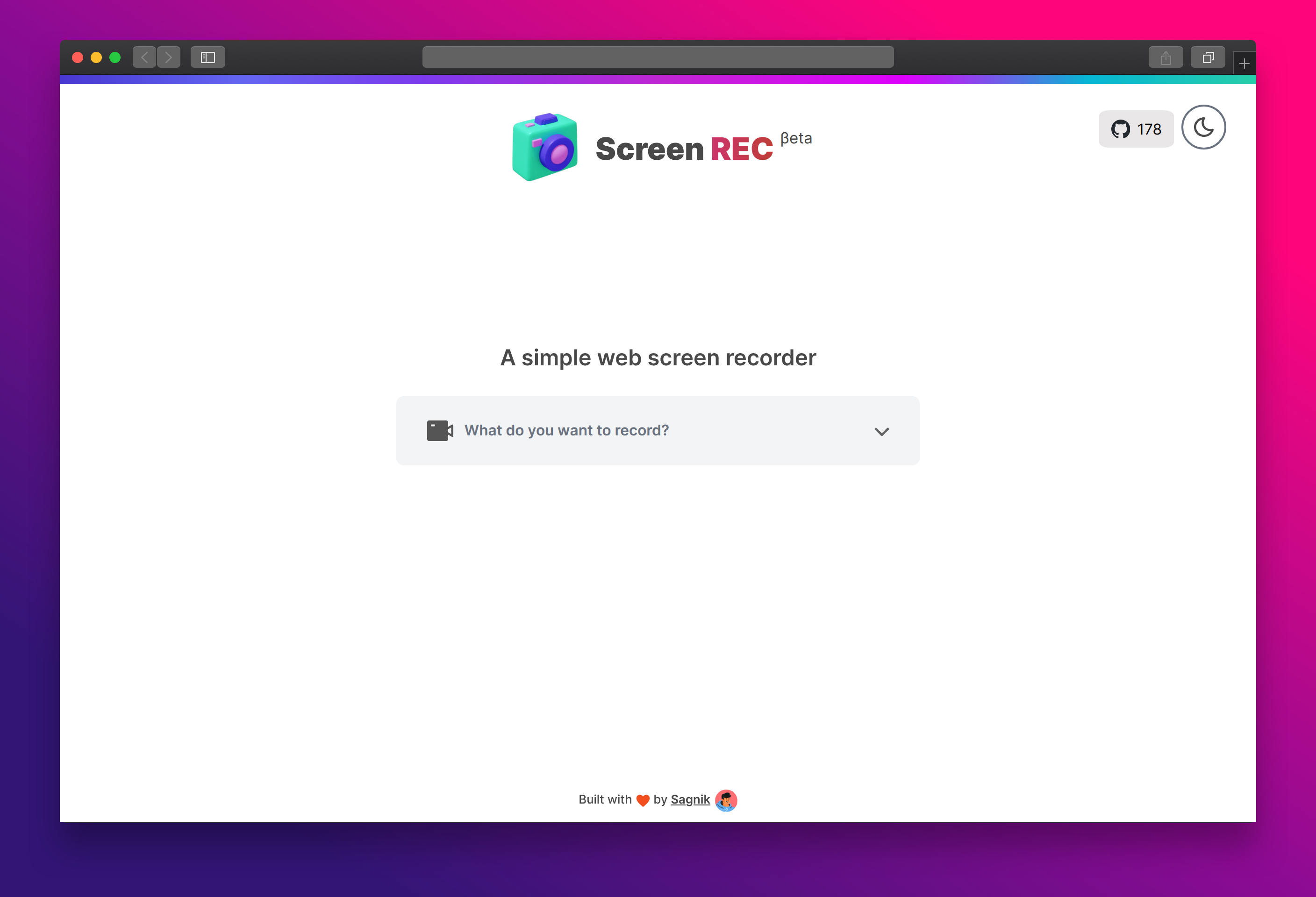 ScreenREC web screen recorder tool interface